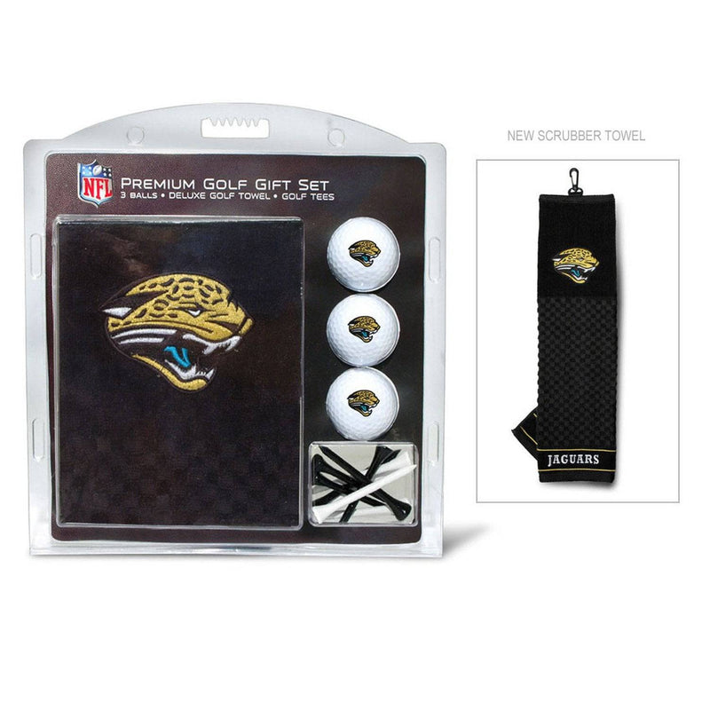 Team Golf NFL Jacksonville Jaguars Gift Set Embroidered Golf Towel, 3 Golf Balls, and 14 Golf Tees 2-3/4" Regulation, Tri-Fold Towel 16" x 22" & 100% Cotton - Golf Gift