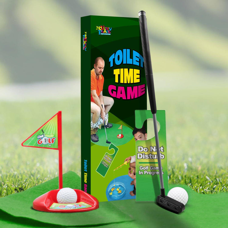 NOVELTY PLACE Toilet Golf Game Set - Practice Mini Golf in Any Restroom/Bathroom - Great Toilet Time Funny Gag Gifts for Golfer - Golf Gift