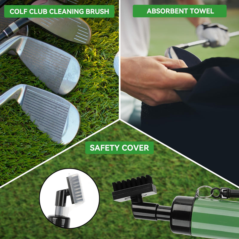 Donlala Golf Club Cleaner Brush & Golf Towel Kit - Golf Groove Sharpener Brush with Water Spray Bottle Golf Groove Cleaning Wet Scrub Brush with Clip Portable Golf Accessories Golf Gift For Men - Golf Gift