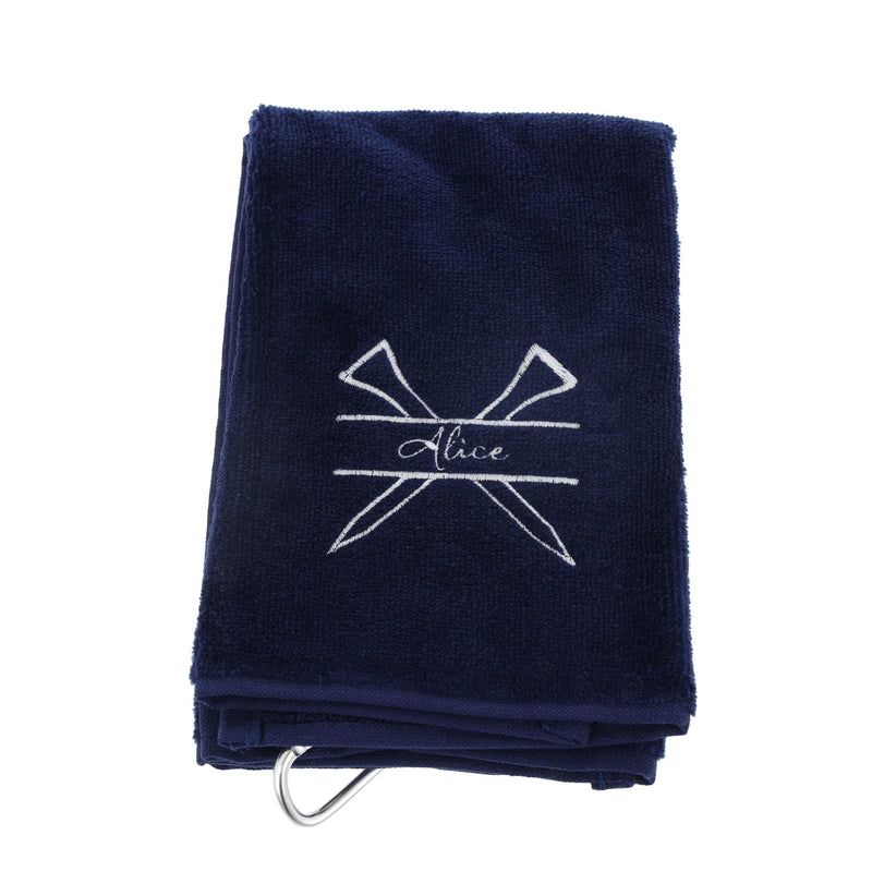 Always Looking Good Personalised Golf Towel Navy Blue with Any Name Any Font Luxury Velour 50cm x 40cm Custom Embroidered Golf Towel with Carabiner Clip Gift- Golf Gifts for men and women - Golf Gift