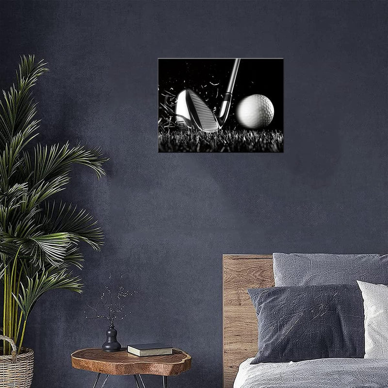 Canvas Print Black and White Golf Poster Wall Art Picture Golf Ball Sport Canvas Painting for Gym Living Room Wall Decor Frame Canvas - Golf Gift