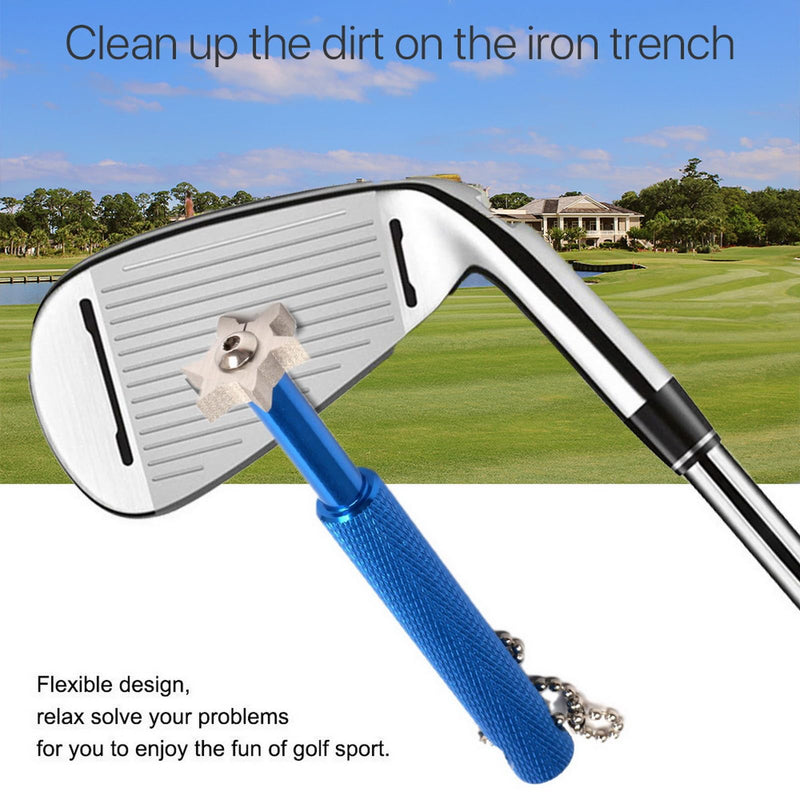 VANANA 3in1 Iron Golf Clean Tool Set, Golf Club Brush U V Blade Iron Wedge Club Groove Sharpener Cleaner for Golfer (Blue) - Golf Gift