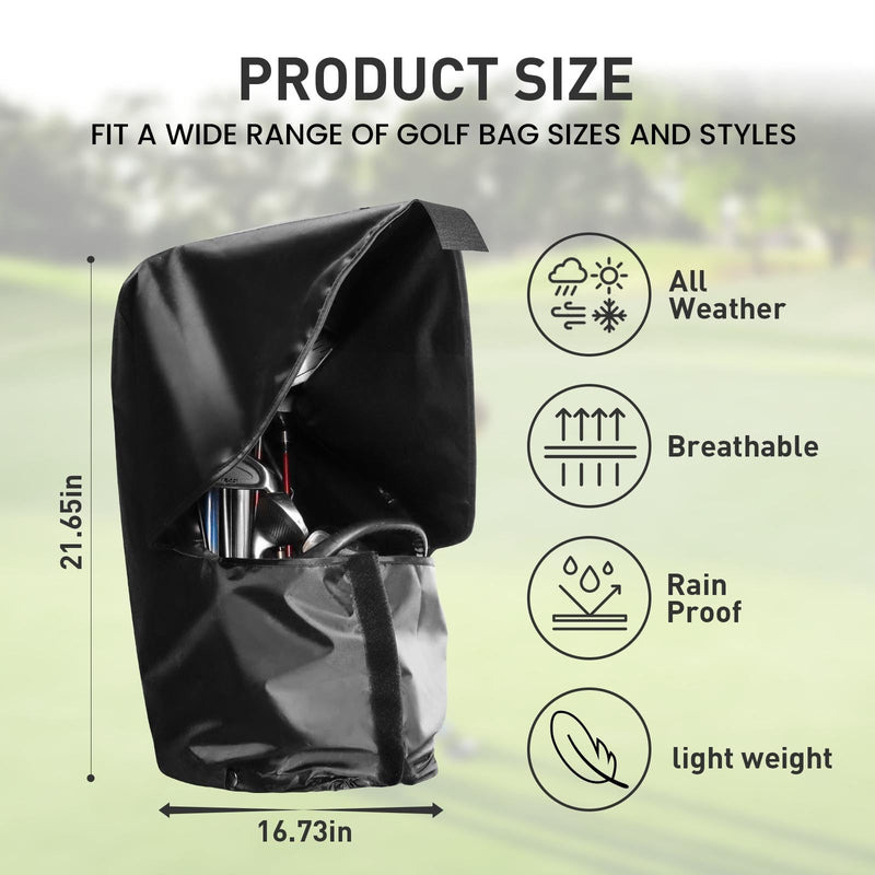 Golf Bag Cover Rain Hood Waterproof Value Pack, Black Rain Cape for Golf Bags fit Almost All Tourbags Golfbags or Carry Cart for Mens Women Golfers (Black) - Golf Gift