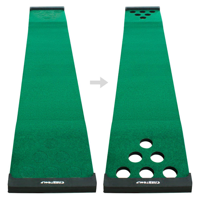 KOFULL Putting Mat Indoor Golf Putting Mat Putting Green Mat Indoor Outdoor (Free 2 golf putters+ 6 golf balls) Pong Mat Golf Practice MatGreen Mat,327 * 50CM - Golf Gift