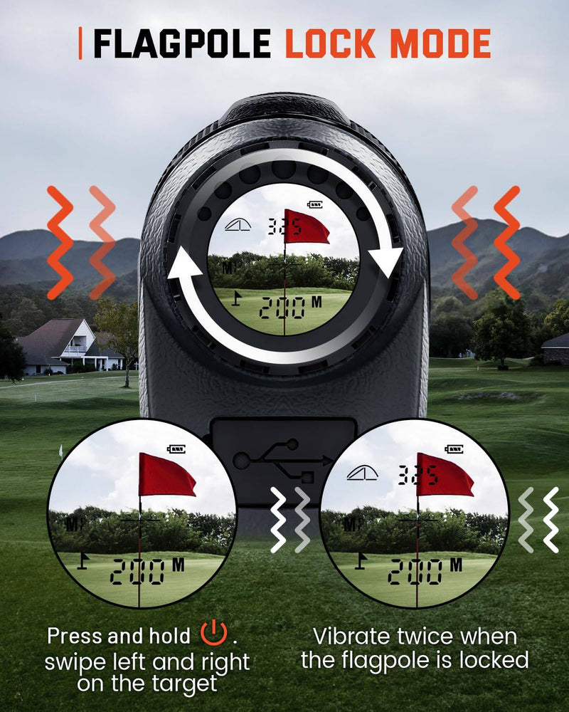 Golf Rangefinder, 1200 Yards Range with Slope, Laser Range Finder Golf with Magnet Stripe, 7X Magnification, Flag Pole Lock Vibration, Rechargeable - Golf Gift