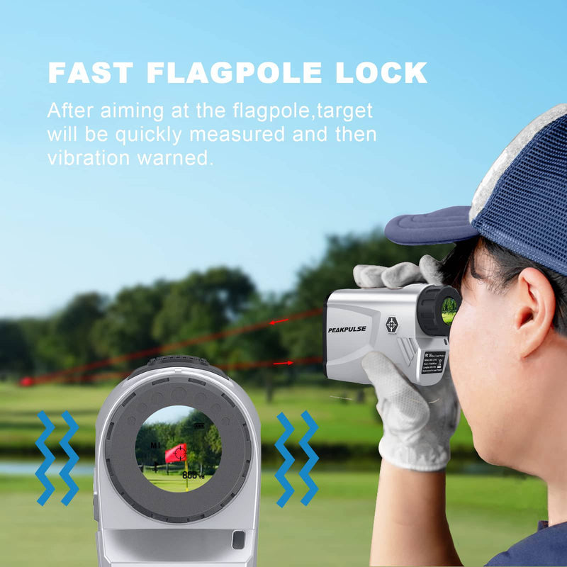 Golf Range Finder,PeakPulse LC600AG Rangefinder Golf 600 Yards Rangefinder with Slope Compensation,Flag-Lock,6X magnification,Continuous Measurement,3 Modes, for Golfers - Golf Gift