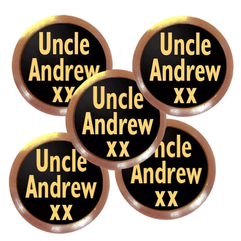 Personalised Flat Golf Ball Markers (Gold Coloured, Gold on Black) - Golf Gift