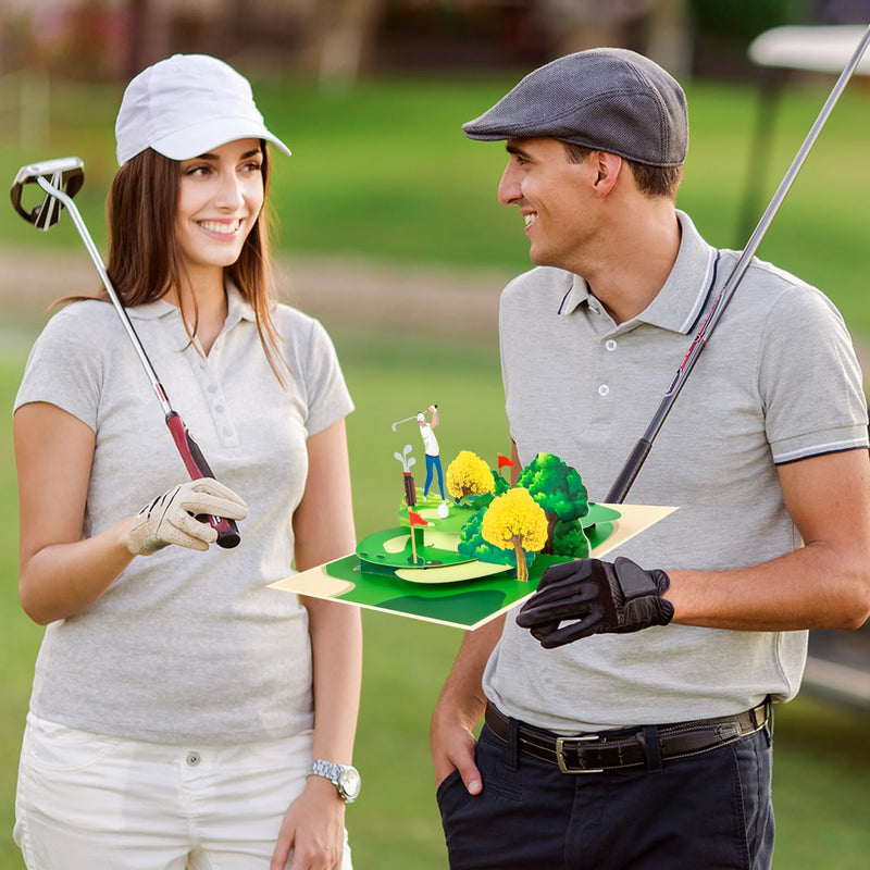 GREETING ART Golf Pop Up Card,Golf Greeting Card 3D Birthday Card For Golfers Golf Gift For Men Pop Up Golf Retirement Golf Card,Father's Day Card for Dad Male - Golf Gift