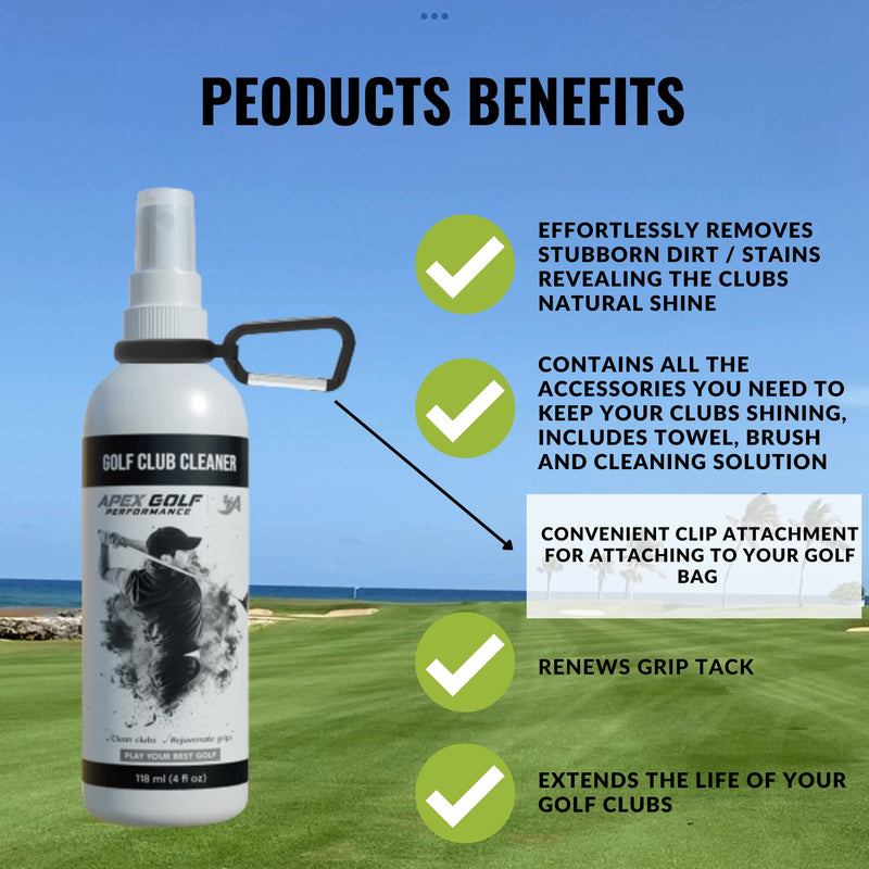 Golf Club Cleaner (236ml) with Golf Club Brush Golf Cleaning Kit Golf Club Brush Groove Cleaner/Golf Club Cleaner Brush. Golf Iron Cleaner/Club Cleaner - Golf Stocking Stuffers, Golf Eraser - Golf Gift