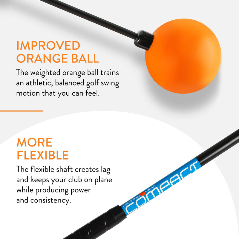 Orange Whip Compact Golf Swing Trainer Aid for Improved Rhythm, Flexibility, Balance, Tempo, and Strength |Orange|35.5" - Golf Gift