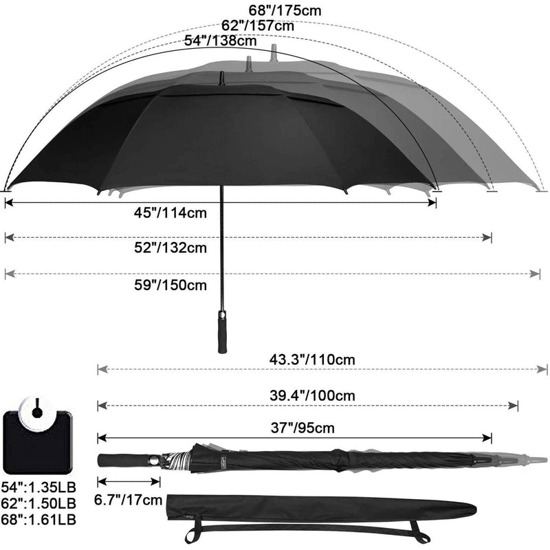 G4Free 54 Inch Extra Large Windproof Golf Umbrella, UV Protection, Automatic Opening, Double Canopy, Ventilated Sun Umbrella, Oversized Stick Umbrellas - Golf Gift