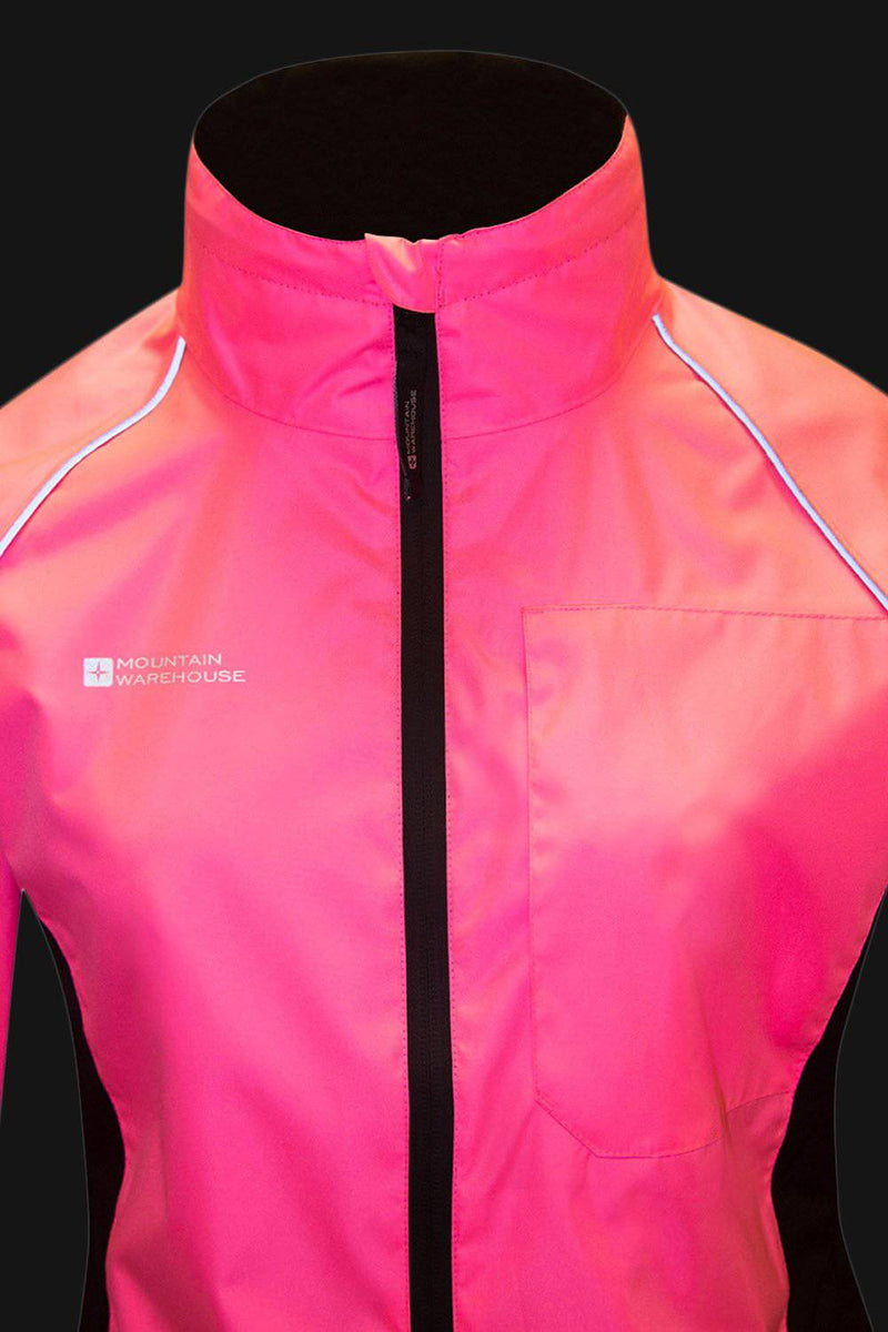 Mountain Warehouse Adrenaline Womens Waterproof Jacket - Breathable Ladies Coat, Taped Seams, Reflective Trims Rain Jacket - For Autumn Winter, Cycling, Running Bright Pink Women's Size 4 - Golf Gift