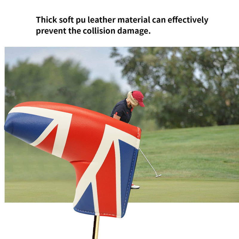 Golf Blade Putter Cover Mallet PU Leather for Golf Putter Club Protector fits All Putters Portable and Durable Color Black White Blue Red Pattern (UK Flag Pattern) - Golf Gift