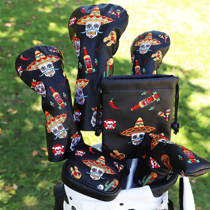 Golf Club Head Cover 3 Wood Headcover Sugar Skull (for Hybrid(1pcs)) - Golf Gift