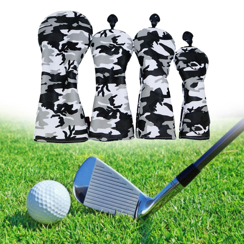 F Fityle Waterproof Golf Club Head Cover Wood Driver Headcover Black Pattern with Number Tag, 4PCS No 1 3 5 UT - Golf Gift