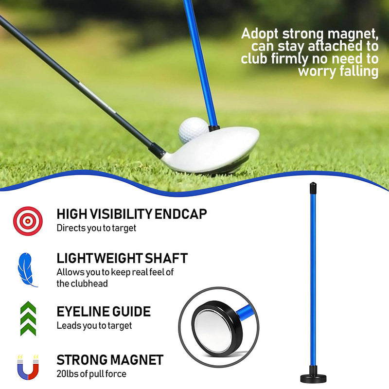 Golf Alignment Rods, Magnetic Golf Club Alignment Stick, Lightweight Golf Training Aid, Professional Golf Magnet Lie Angle Tool, Visualize and Calibrate Your Golf Shot, Perfect Golf Gift(Blue) - Golf Gift