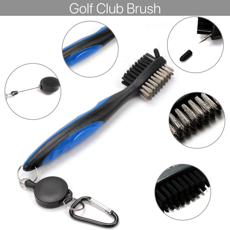 VANANA 3in1 Iron Golf Clean Tool Set, Golf Club Brush U V Blade Iron Wedge Club Groove Sharpener Cleaner for Golfer (Blue) - Golf Gift