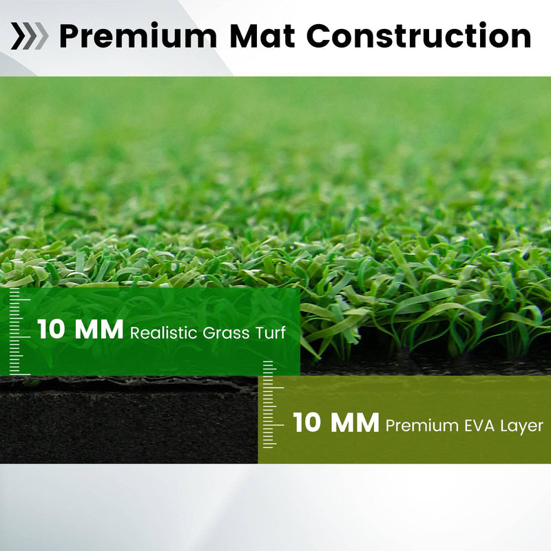 COSTWAY Golf Hitting Mat, 5 x 4 FT Artificial Turf Mat with 2 Rubber Tees and 2 Alignment Sticks, Golf Training Mat for Home Backyard Garage(20mm thick) - Golf Gift