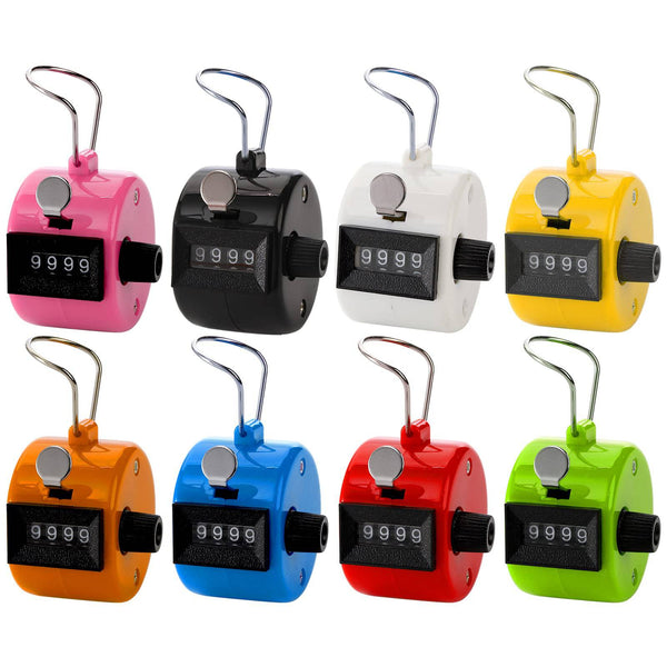 Tebery Pack of 8 Color Hand Tally Counter 4 Digit Mechanical Palm Click Counter Count Clicker Assorted Color Hand Held Counter Clicker for Sport/Stadium/Coach and Other Event - Golf Gift