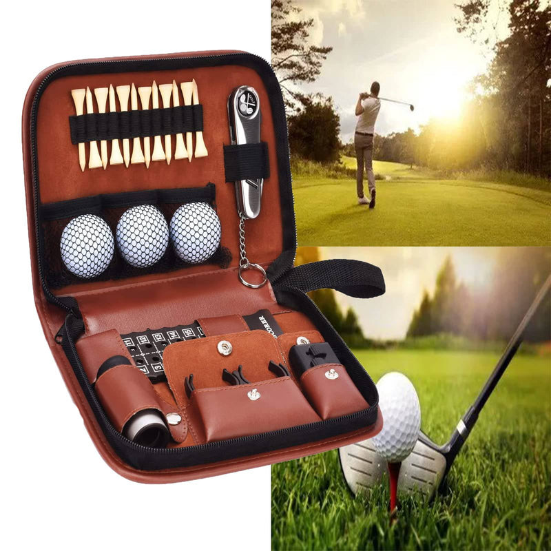 Rilime Golf Set Organiser, Golf Accessories Set with Hi-End Case, Golf Balls, Rangefinder, Golf Tees, Brush, Multifunctional Divot Knife, Scorer, Golf Ball Clamp - Golf Gift