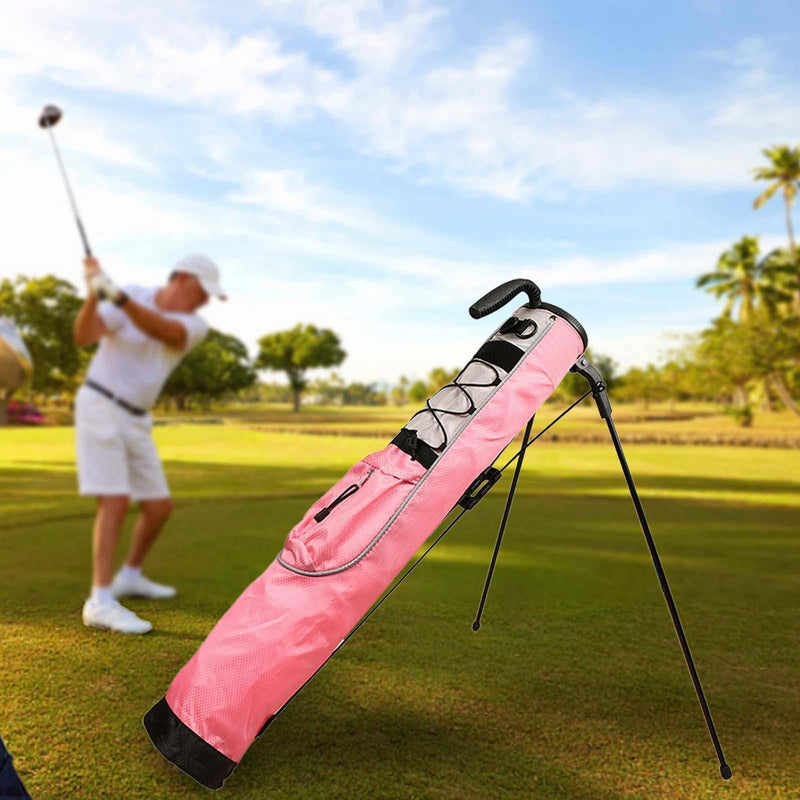 LOVIVER Golf Club Carry Bag Golf Stand Carry Bag Waterproof with Bracket Training Case Golf Stand Bag Golf Bag for Men Women Golf Accessories, pink - Golf Gift