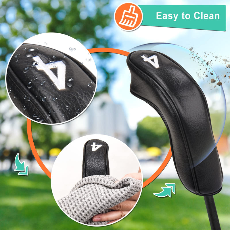 Big Teeth Golf Hybrid Iron Head Covers Right&left handed clubs Headcovers 9Pcs (4-9,P,A,S) Long Neck fit for Cleveland Launcher Set,Cobra T-Rail,Wilson Lauch Pad - Golf Gift