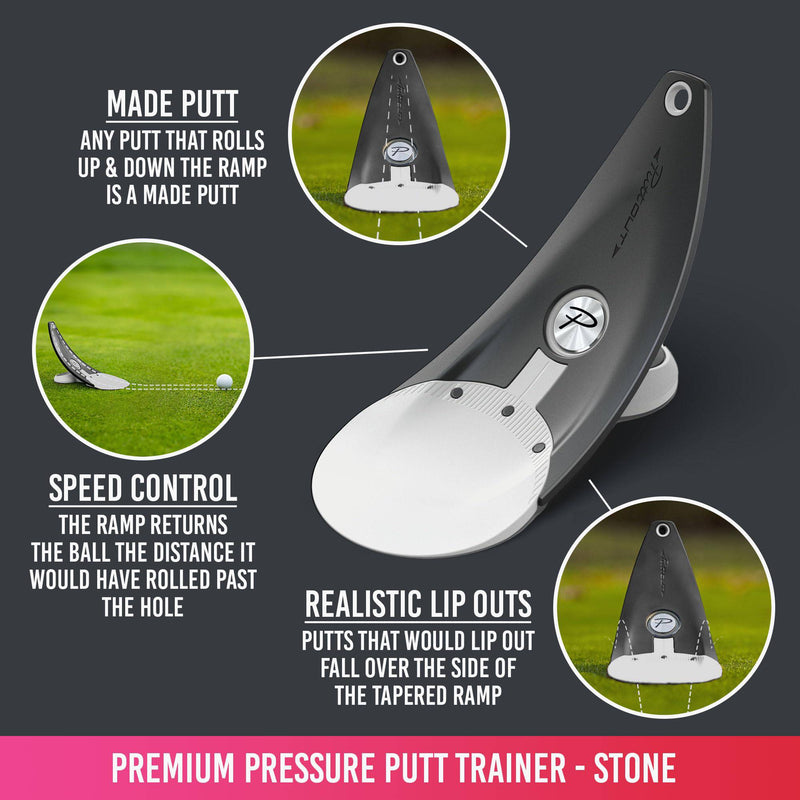 PuttOUT Premium Pressure Putt Trainer - Perfect Your Golf Putting, Stone - Golf Gift