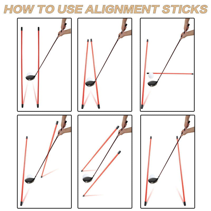 FINGER TEN Golf Alignment Sticks with Cover 48 Inch Practice Stick 3 Pack, Golf Training Aid Sticks for Aming Indoor Outdoor Garden (3 Pack in Yellow) - Golf Gift