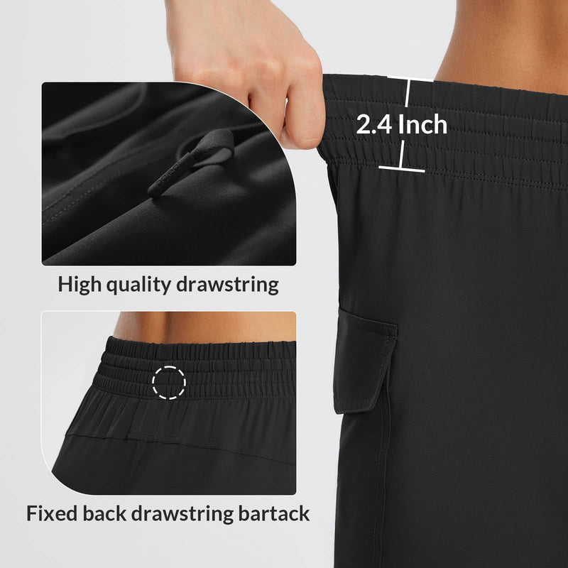 BALEAF Women's Hiking Cargo Shorts 5" Quick Dry Lightweight Travel Walking Golf Shorts with Pockets Water Resistant Black L - Golf Gift