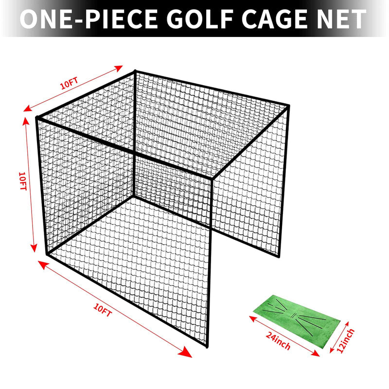 Tongmo Golf Cage Net - 10x10x10ft, Golf Hitting Net and Personal Driving Range for Indoor and Outdoor Practice, Hang for Ceiling, Garage, Basement, or The Frame You Made (10x10x10ft) - Golf Gift