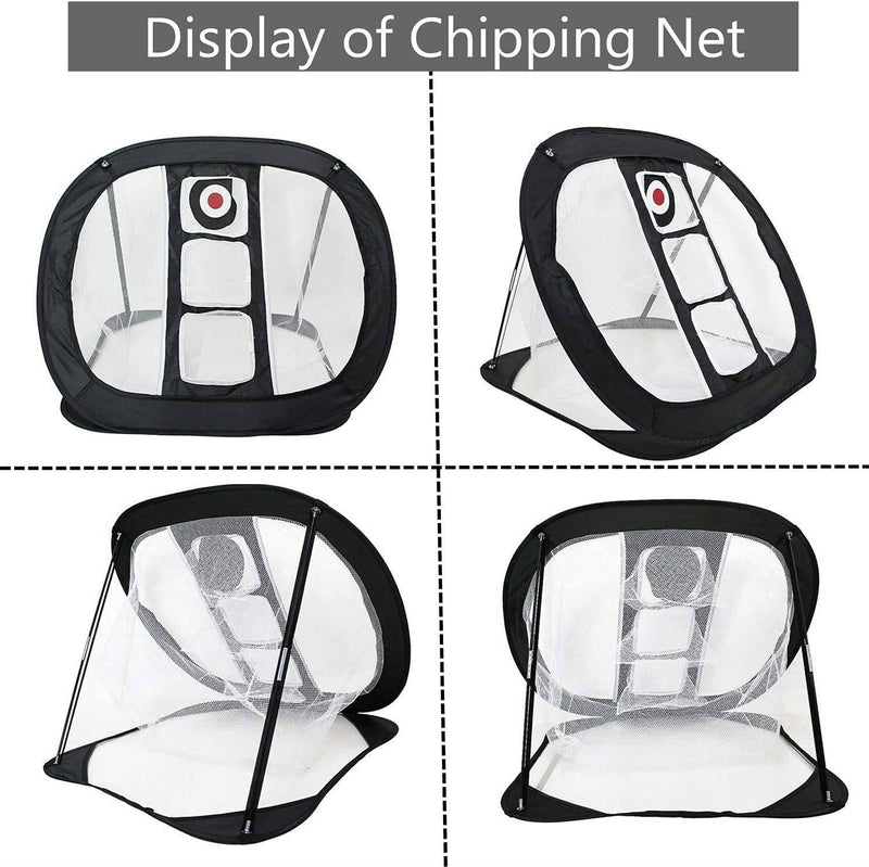 Golf Chipping Net and Mat Foldable for Men Women Swing Trainer Backyard Home Garden Outdoor Indoor (Black) - Golf Gift