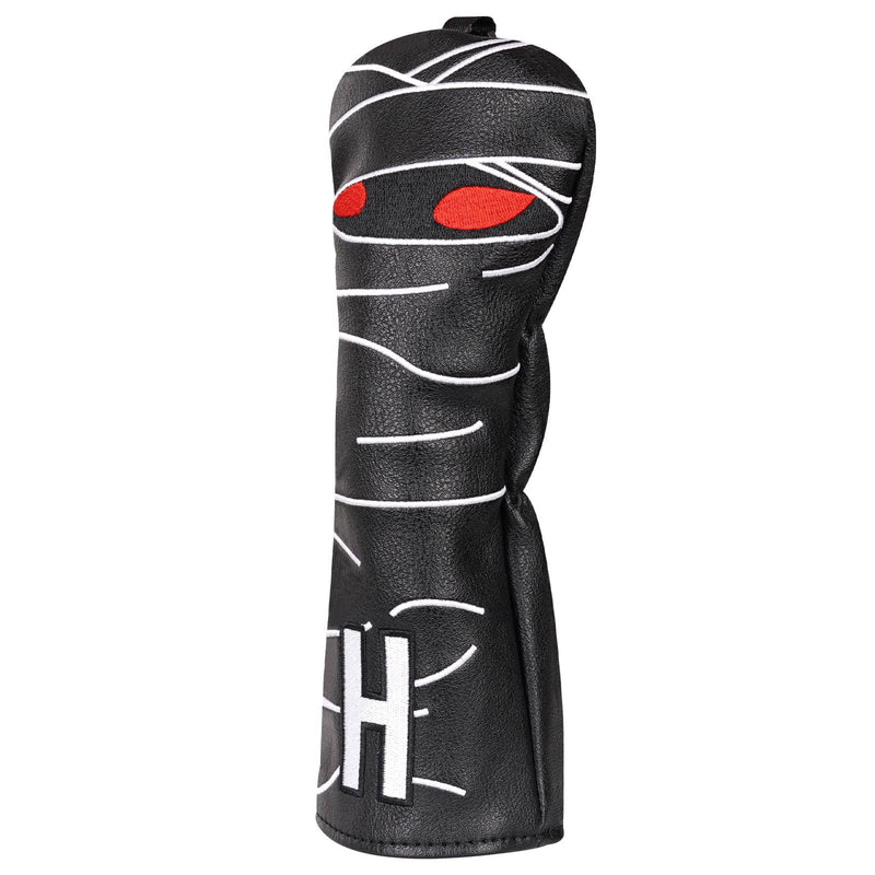 Golf Club Head covers Hybrid Utility Rescue with Interchangeable Number Tag 23456 UT Black PU Leather Mummy Design Elastic Closure - Golf Gift