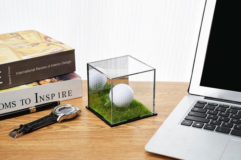 2 Pack Acrylic Golf Ball Case for Display, UV Protected Golf Ball Display Cube, Display Holder for Autographed Baseball, Tennis Ball, Golf Ball, Billiard Ball, Memorabilia Display Cases - Golf Gift