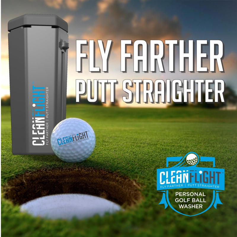 Clean Flight Premium Golf Ball Washer - Portable Cleaner for Golf Bag or Cart - Best Golf Accessories Gifts for Men & Women. (1 PACK) - Golf Gift