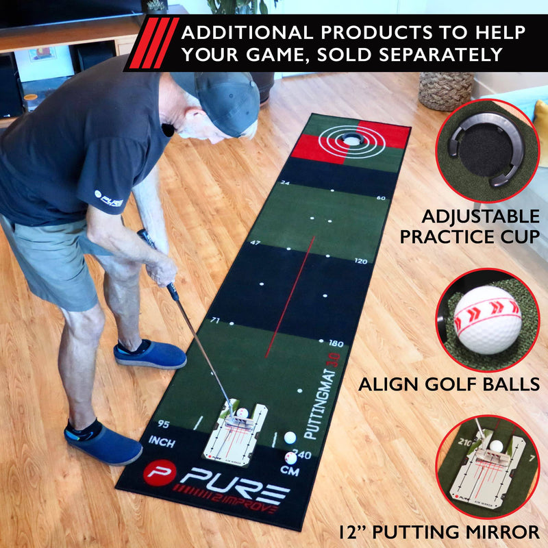 Pure2Improve Golf Putting Mat - Green, 65 x 300 cm - Golf Gift