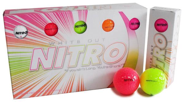 Nitro White Out Golf Balls (Pack of 15) - Multi-Colour - Golf Gift