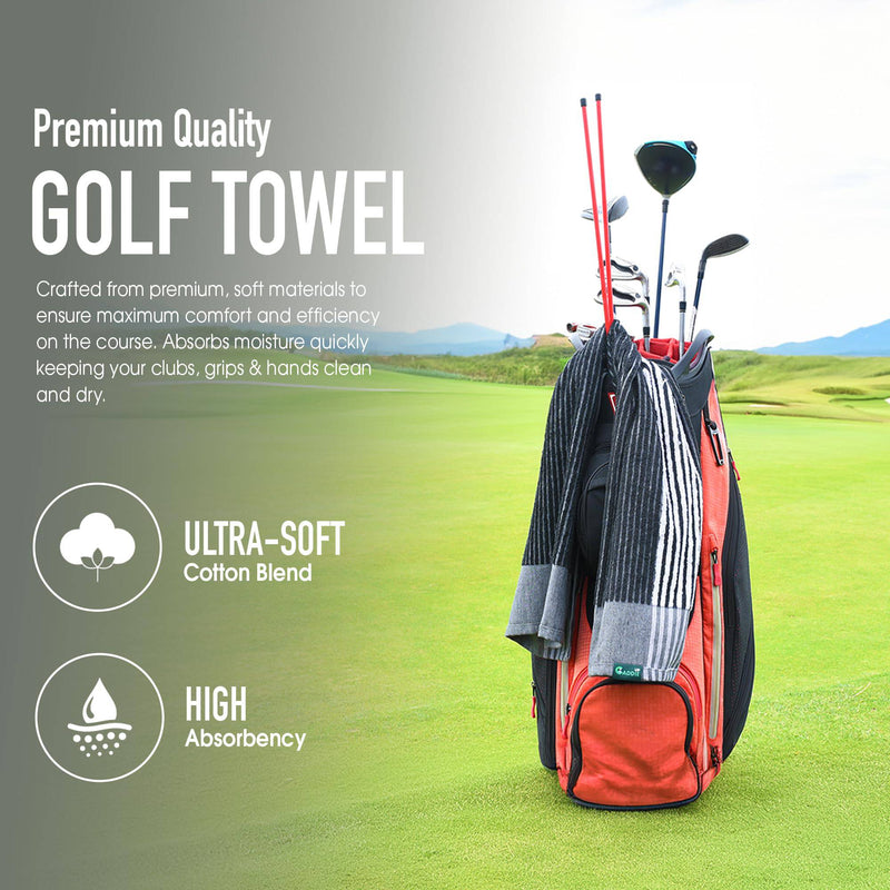 Caddie Up - Large Golf Towel with Centre Slit 110 x 55cm - Golf Towels for Men and Golf Gifts for Men - Absorbent Golf Ball Cleaner - Golf Trolley Accessories or Golf Bag Accessories - Golf Gift