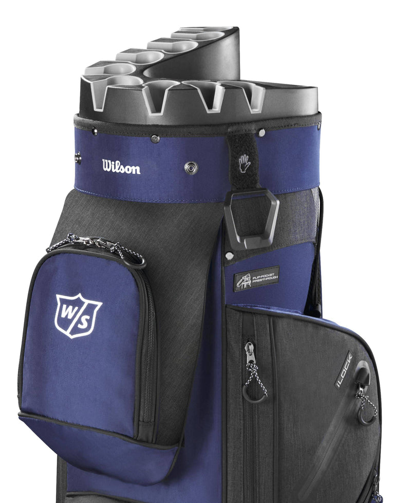 Wilson Staff Golf Bag, I Lock 3 Cart Bag, Trolley Bag, 14 Compartments for Various Golf Clubs, Navy Blue/Black - Golf Gift