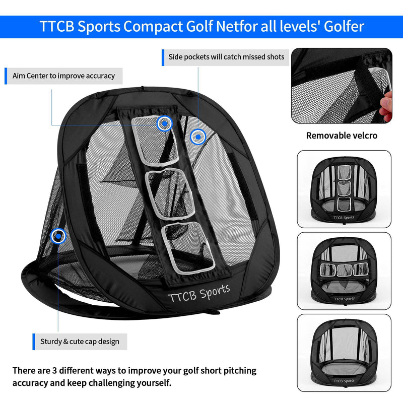 Pop Up Golf Chipping Net，Target Net Removable Golf Net，16 Training Balls, Indoor/Outdoor Golf Training Equipment, Golf Gifts for Men(Black) - Golf Gift