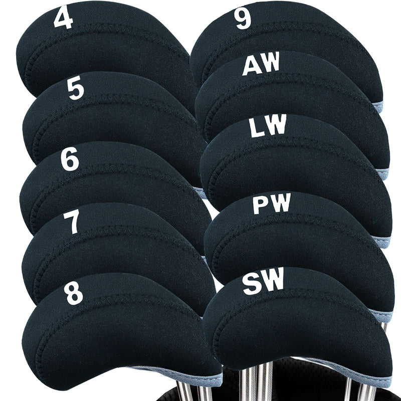 Golf Iron Head Covers with Number Printed Value 10 Pcs/Set, Golf Headcovers for Iron Club Lightweight Durable Portable Fit All Irons Clubs (Blue) - Golf Gift