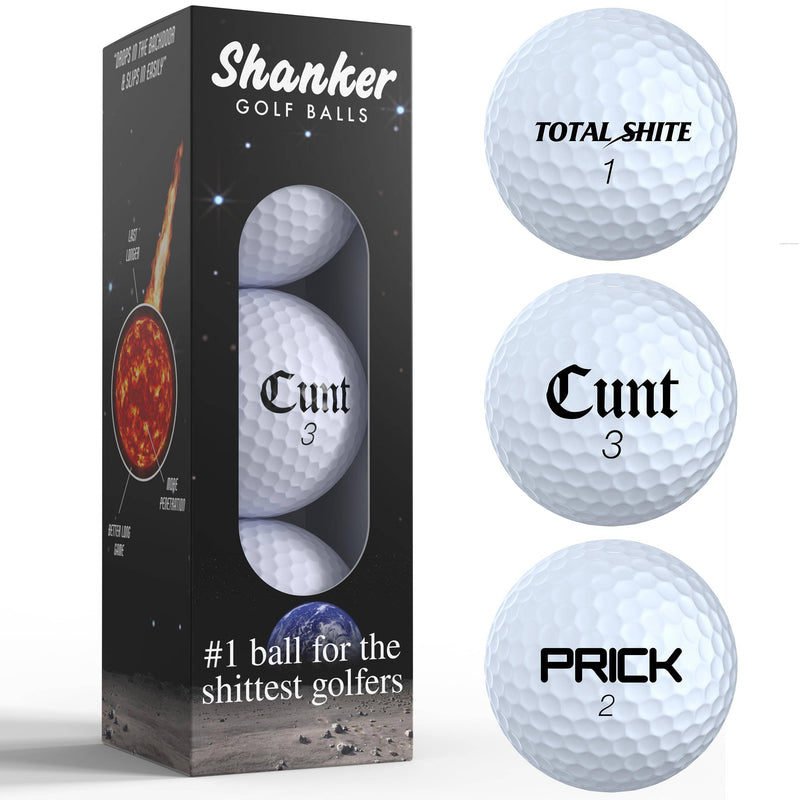 Shanker Golf Balls - Rude Branded Horrible Balls - Funny Joke Gift for Golfers (Sleeve of 3, Novelty, Playing Quality) - 2nd Edition - Golf Gift