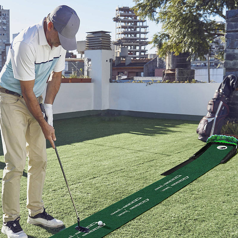 JIMITOP Putting Green Indoor - Golf Putting Mat boasts genuine green speed and a wrinkle-free surface. Practice Putting Mat with lenticular 3D backplate, Alignment Guides and Ball Return - Golf Gift