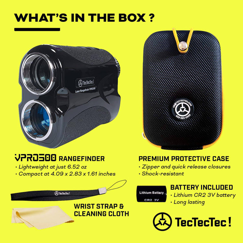 TecTecTec VPRO500 Golf Rangefinder - Laser Range Finder with Pinsensor - Laser Binoculars - with Battery - Golf Gift