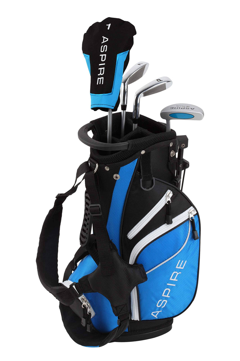 Aspire Junior Plus Complete Golf Club Set for Children Kids - 5 Age Groups Boys & Girls - Right Hand (Blue Ages 3-4) - Golf Gift