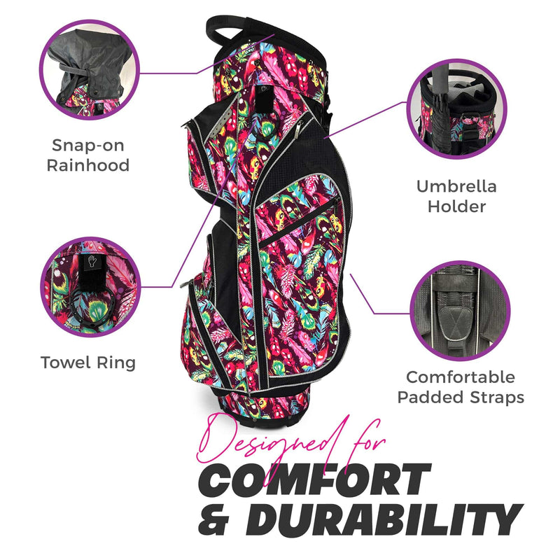 Taboo Fashions - Golf Bags for Women, 14-Way Golf Club Bags, Large-Capacity Womens Golf Bag, Ladies Golf Bag w/ 7 Zippered Pockets, & Insulated Beverage Compartment, 35 x 11 in, Native Joy - Golf Gift