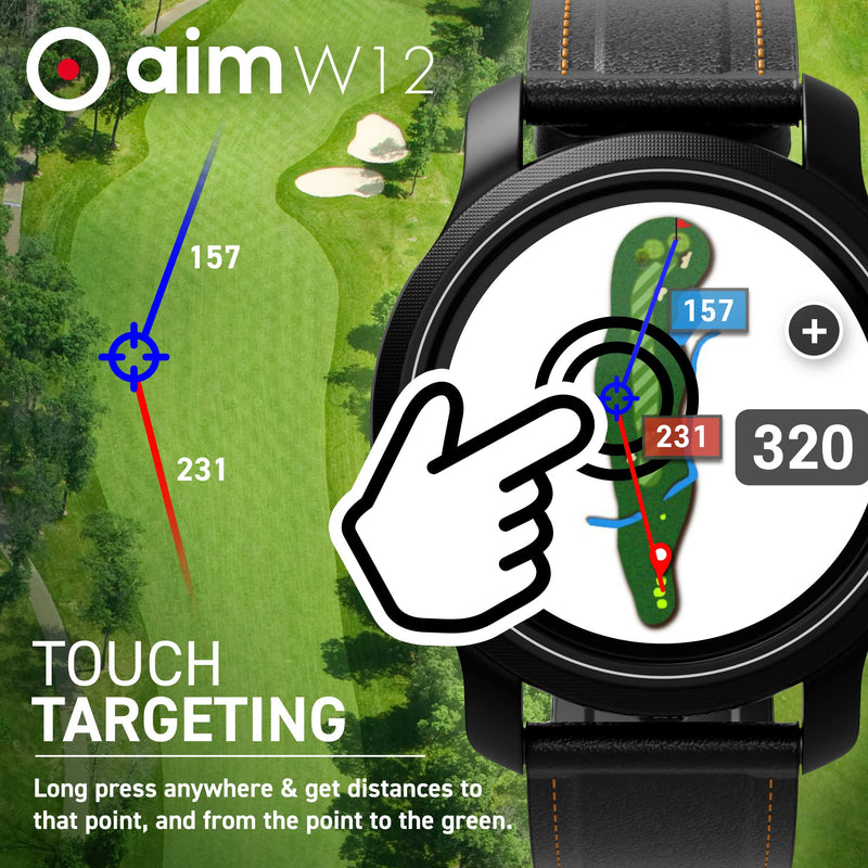 GolfBuddy Aim W12 GPS Golf Watch - Full Colour Touch Screen - Green Undulation, Hole Preview, Smartest Way to Play - Golf Gift