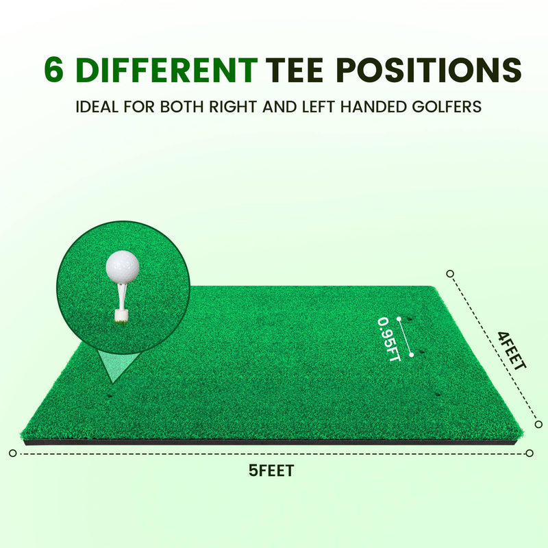 ToVii 5x4ft Golf Hitting Mat | Premium Artificial Turf with Rubber Foam Padding | Golf Mat for Indoor/Outdoor Practice | Come with 2 Rubber Tees, 7 Golf Tees and 6 Golf Balls - Golf Gift