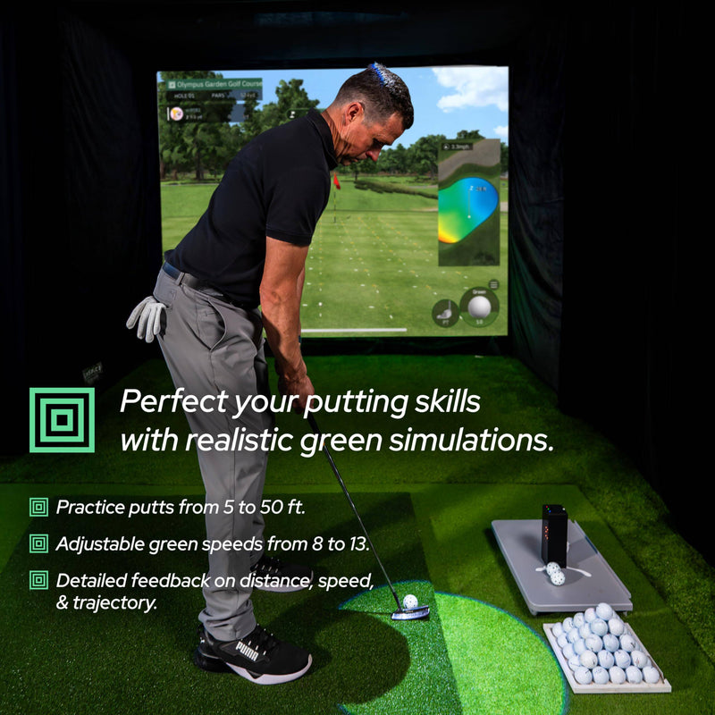 Square Golf Indoor Golf Launch Monitor - Golf Simulator for Home with Realistic Practice & Accurate Feedback, High-Speed Camera, Ball Speed, Spin Rate, 3D Courses, Android/Apple/Windows Compatible - Golf Gift