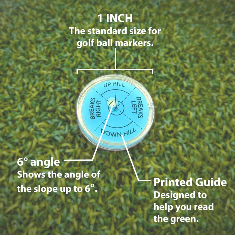 Fraser Fitness Golf Green Reader Level Ball Marker with High Precision Putting Green Reading Aid | Level Head Golf Marker With Bubble Level | True Aim Ball Marker Golf Accessories for Men (Blue) - Golf Gift