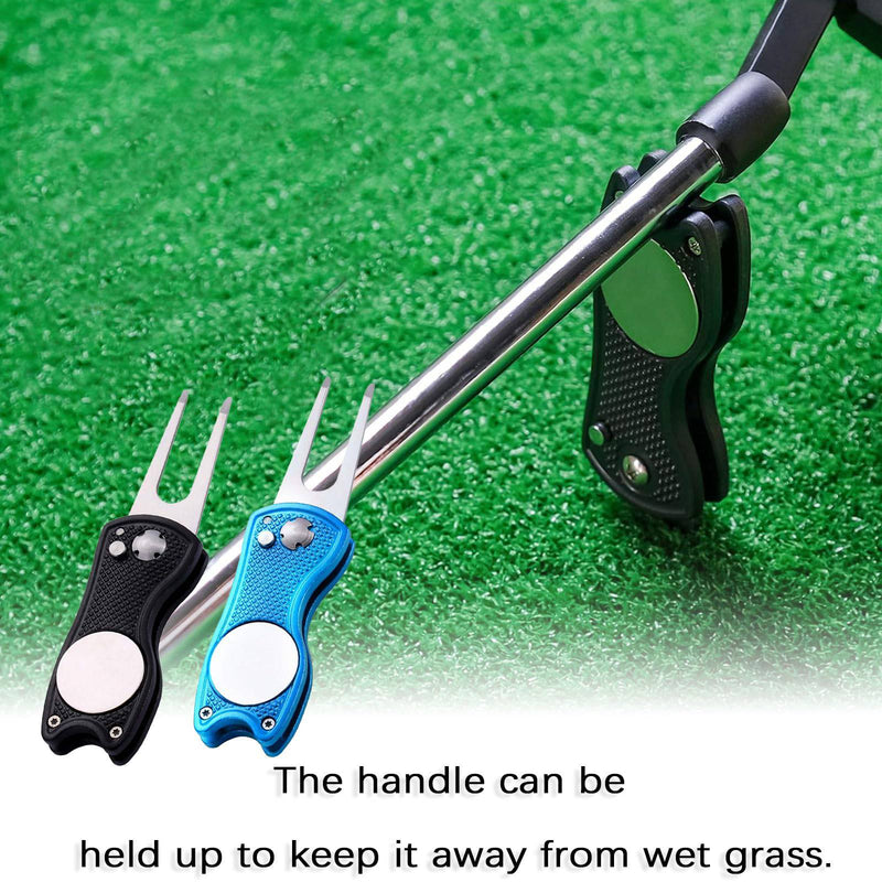 GZCXQ 2 Pack Pitch Mark Repair Tool, Golf Divot Repair Tool with Pop-up Button & Magnetic Ball Marker Pitch Mark, Lightweight Divot Repair Tool, Best Choice for Professional Golfers - Golf Gift